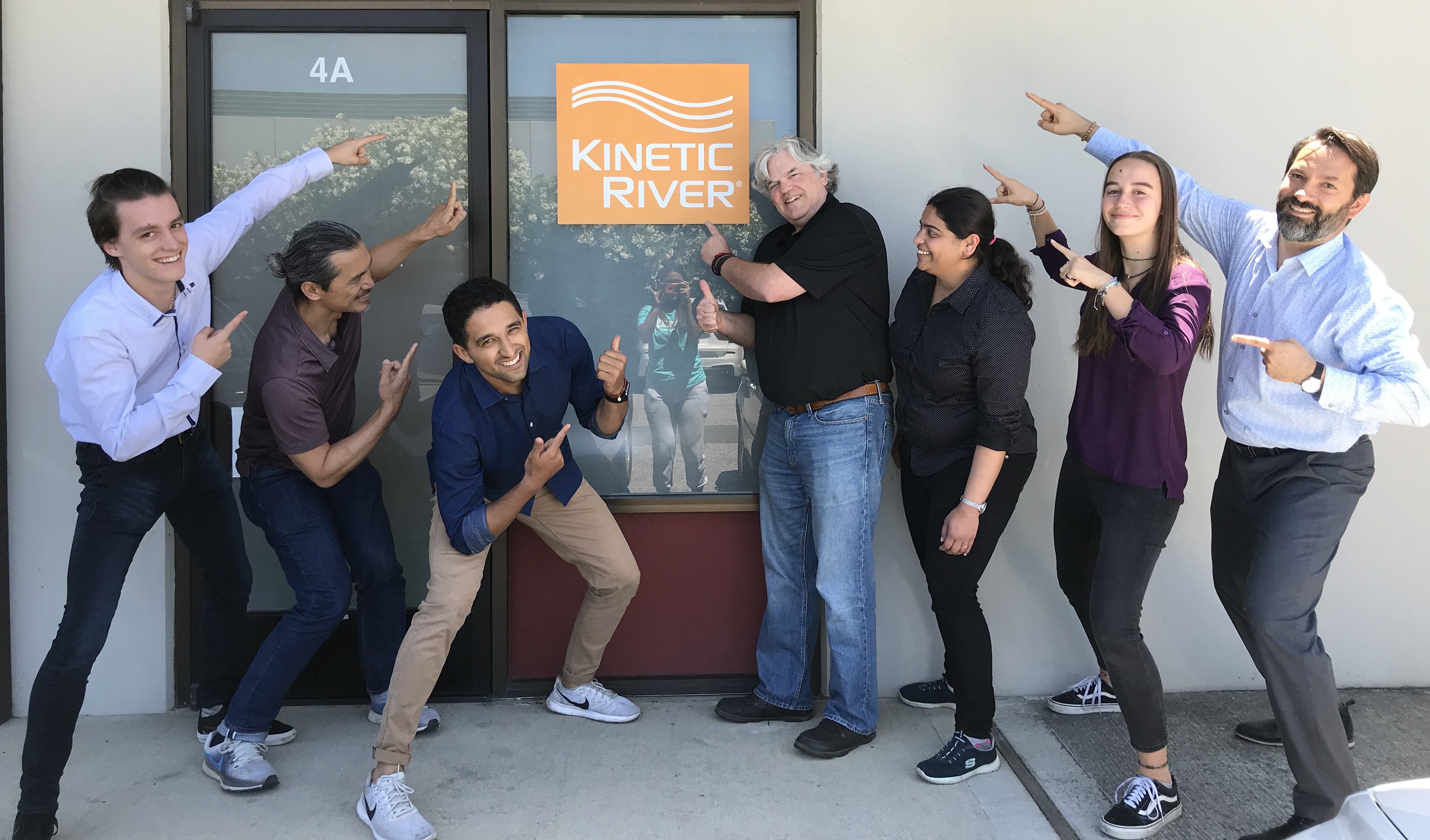 The Kinetic River team outside their newly expanded Silicon Valley lab space.